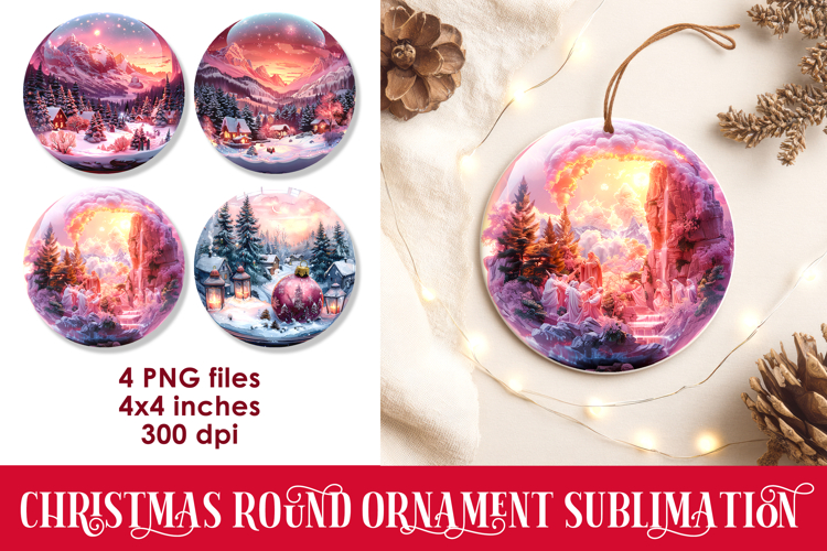 Christmas Round Ornaments Sublimation PNG
