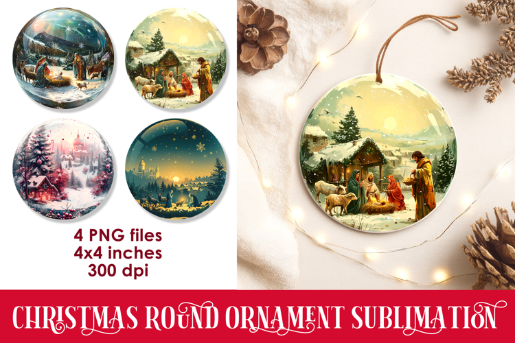 Christmas Round Ornaments Sublimation PNG