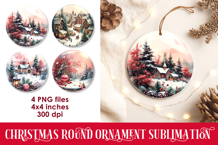 Christmas Round Ornaments Sublimation PNG