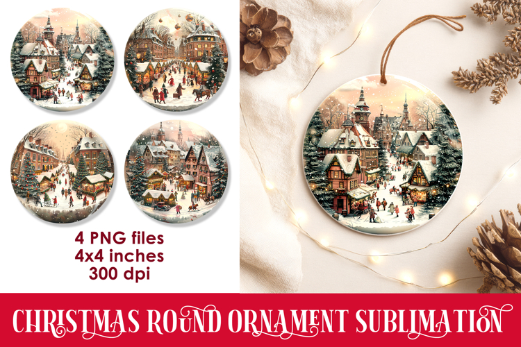 Christmas Round Ornaments Sublimation PNG