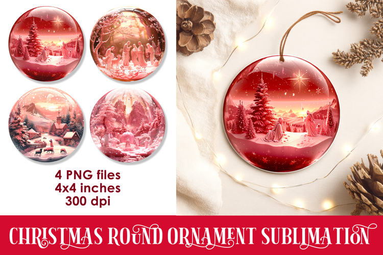 Christmas Round Ornaments Sublimation PNG