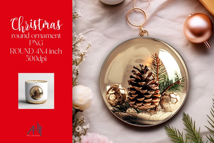Christmas Round Ornament Sublimation PNG example image 1