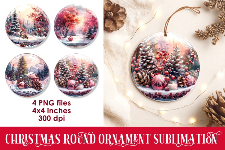 Christmas Round Ornaments Sublimation PNG