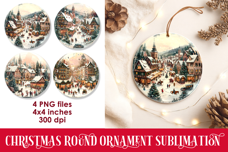 Christmas Round Ornaments Sublimation PNG