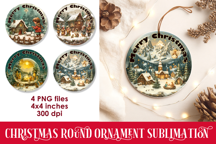 Nativity Christmas 3D Round Ornament Sublimation PNG