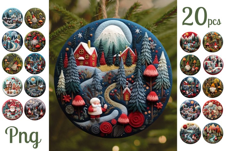 3D Felt Christmas Gnome Ornaments Bundle / Sublimation PNG