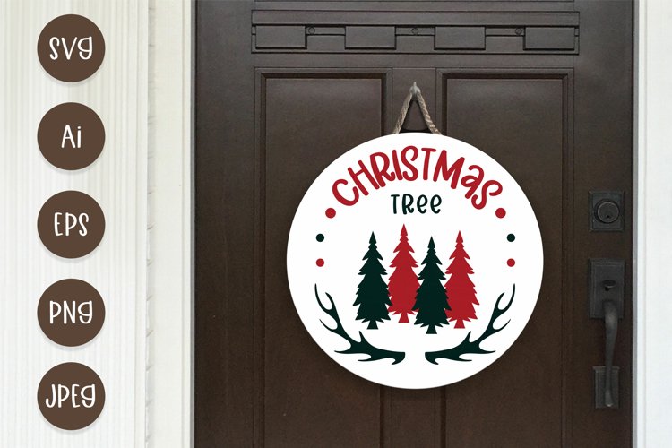 Christmas Tree, Round Door Sign Design example image 1
