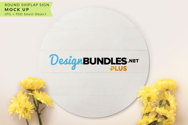 Round Shiplap Wood Sign Mock up example image 1