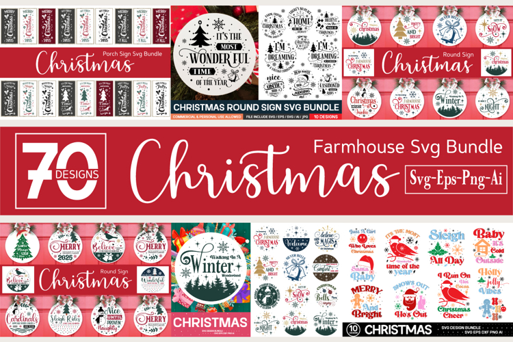 Christmas Farmhouse Svg Bundle/70 Designs