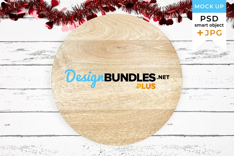 Round sign mockup Valentines Day | Door hanger mockup