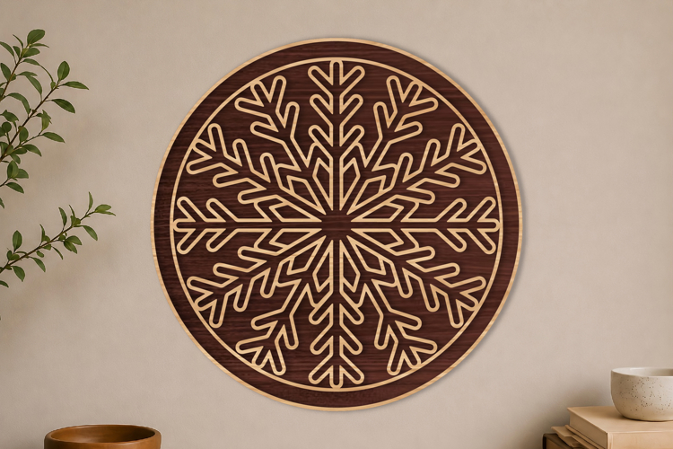 Round Snowflake Coaster Laser Cut