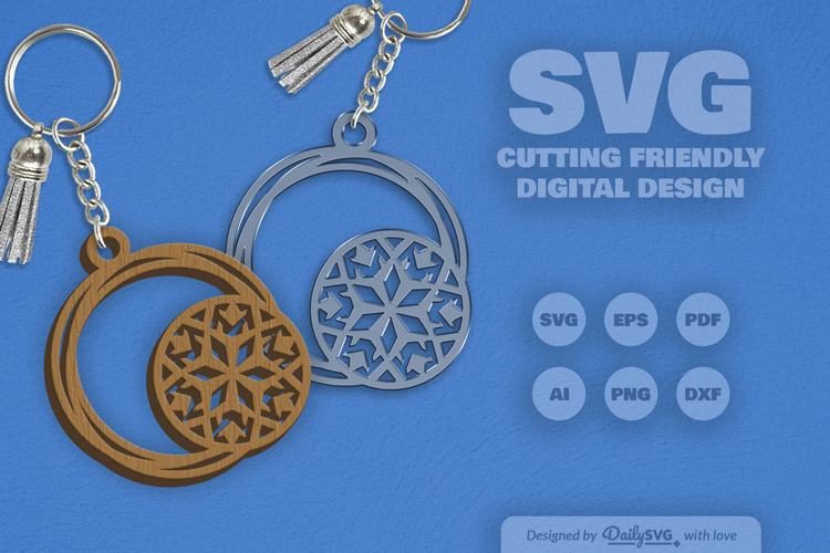 Snowflake Keychain Laser Cut