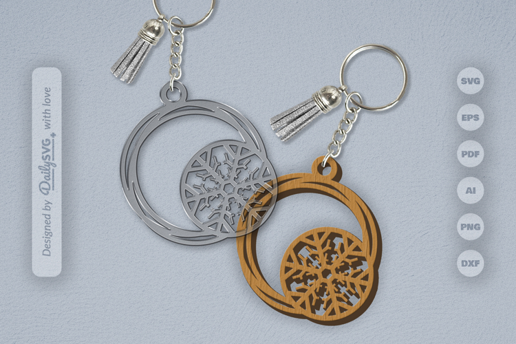 Snowflake Keychain Laser Cut
