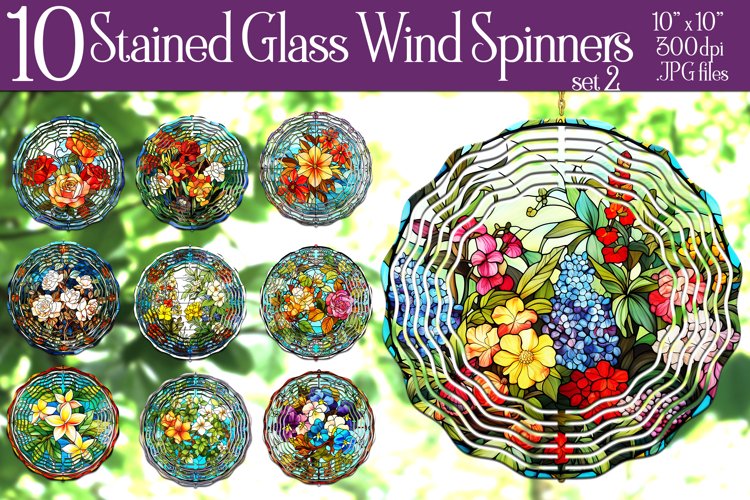 Stained Glass Wind Spinners, Floral Wind Spinner Designs