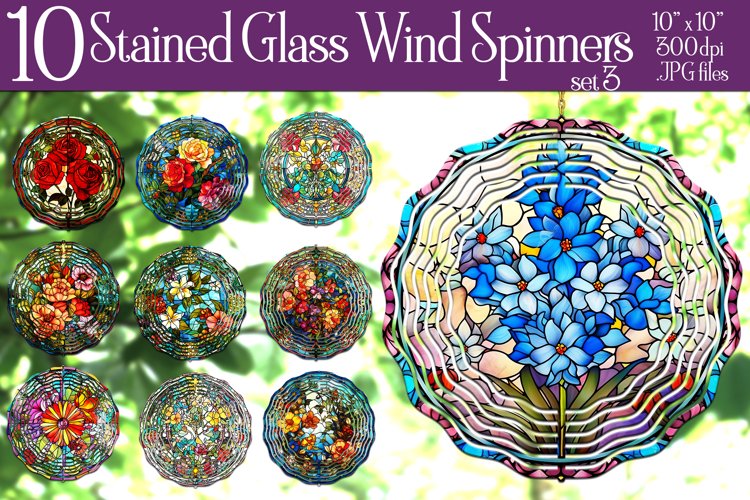Stained Glass Wind Spinners, Floral Wind Spinner Designs