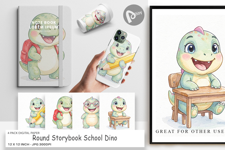 Storybook School Dino Digital Paper