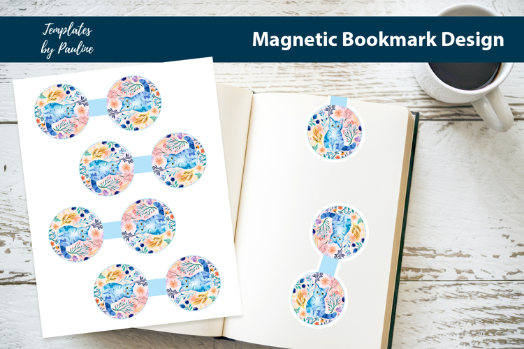 Round Summer Cat Magnetic Bookmark, Kitty Printable Bookmark