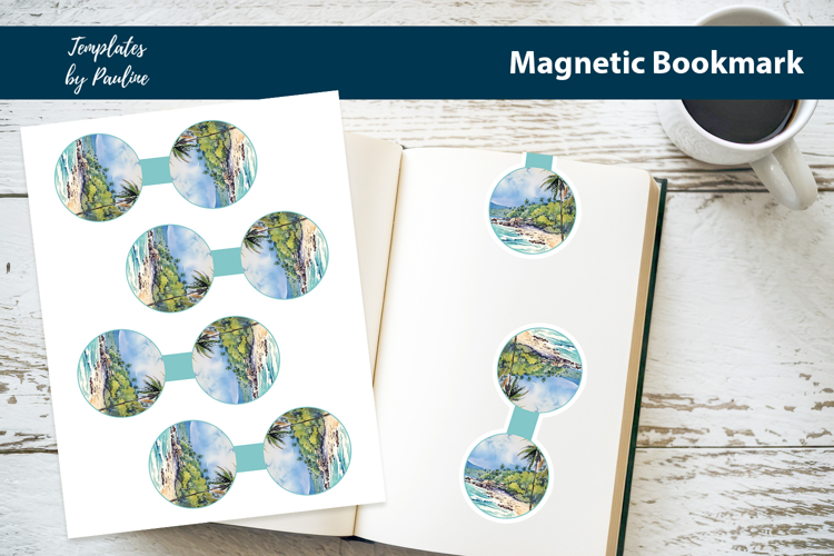 Tropical Beach Round Magnetic Bookmark, Summer Bookmark
