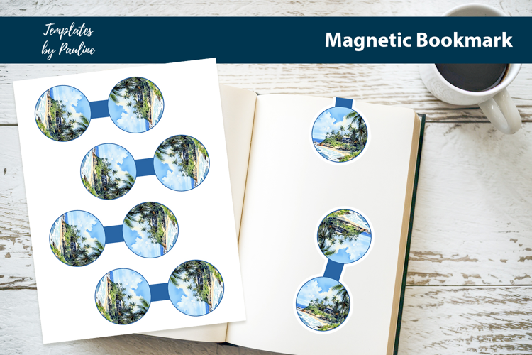 Summer Beach Round Magnetic Bookmark, Tropical Bookmark