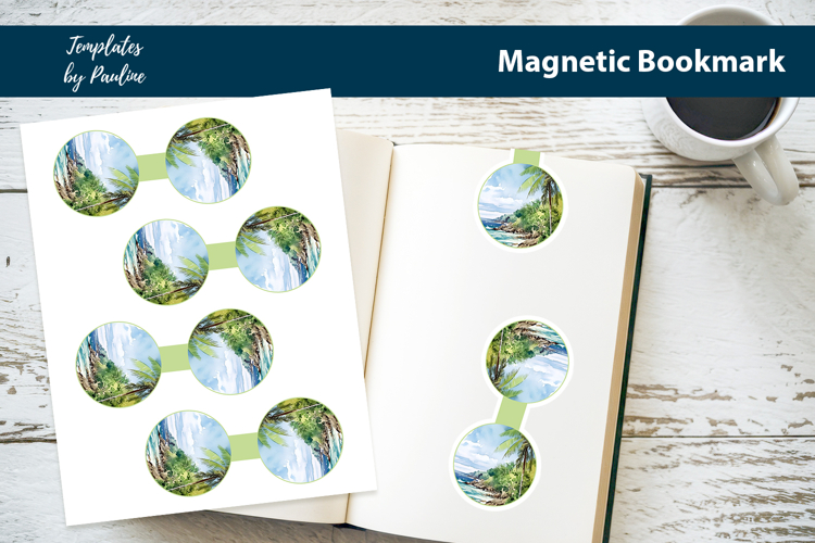 Seashore Round Magnetic Bookmark, Summer Printable Bookmark