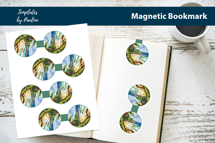 Beach Round Magnetic Bookmark, Vacation Printable Bookmark