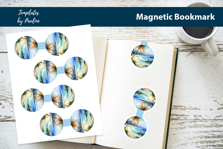Tropical Beach Round Magnetic Bookmark, Summer Bookmark