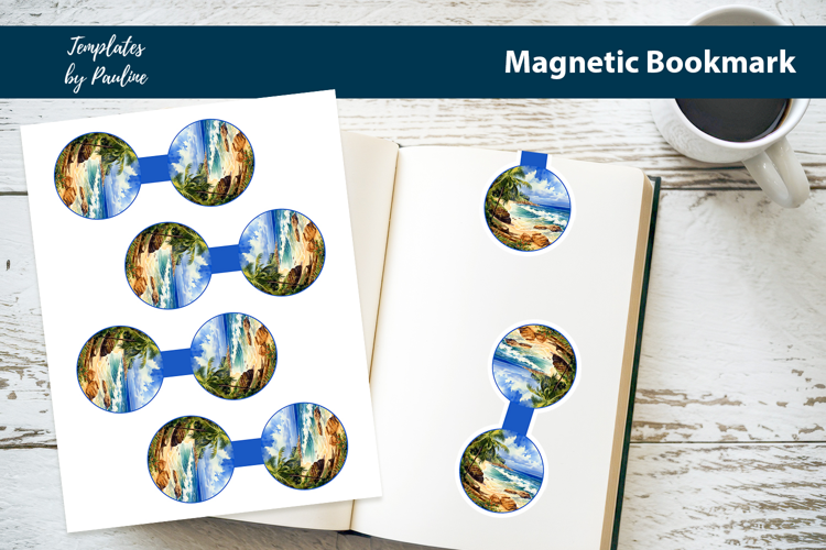 Summer Beach Round Magnetic Bookmark, Tropical Bookmark