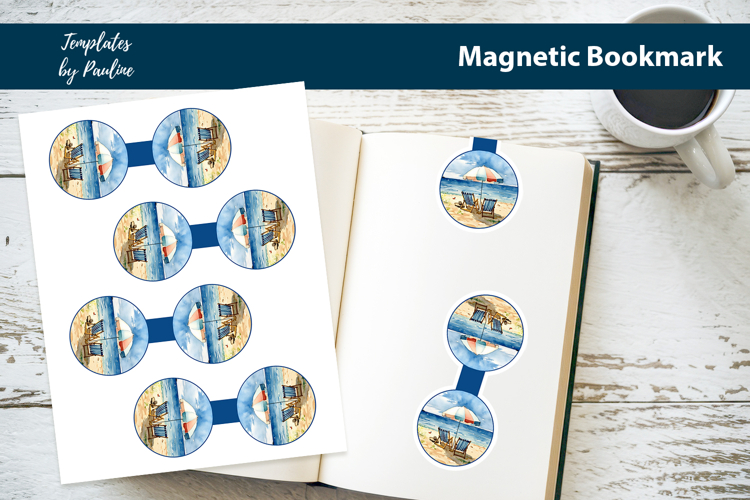 Summer Beach Round Magnetic Bookmark, Tropical Bookmark