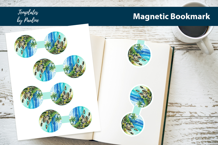 Beach Round Magnetic Bookmark, Vacation Printable Bookmark