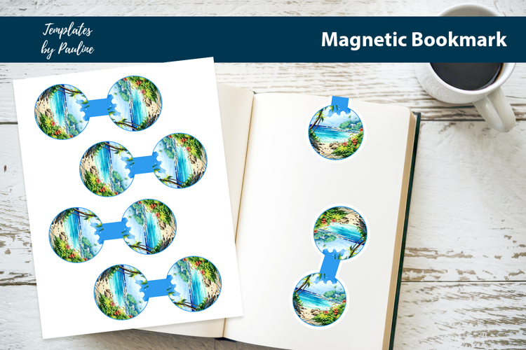 Tropical Beach Round Magnetic Bookmark, Summer Bookmark