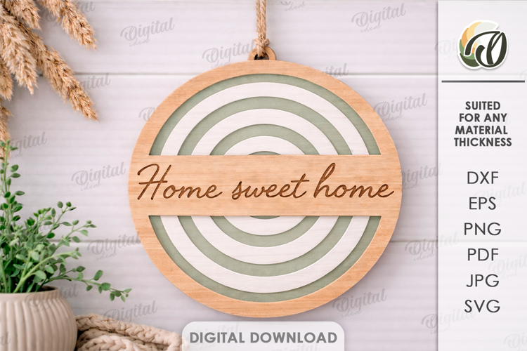 Round Welcome Sign Laser Cut. Door Sign. Wall Decor SVG