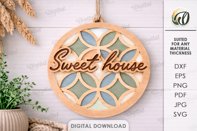 Welcome Round Sign Laser Cut. Wall Decor SVG