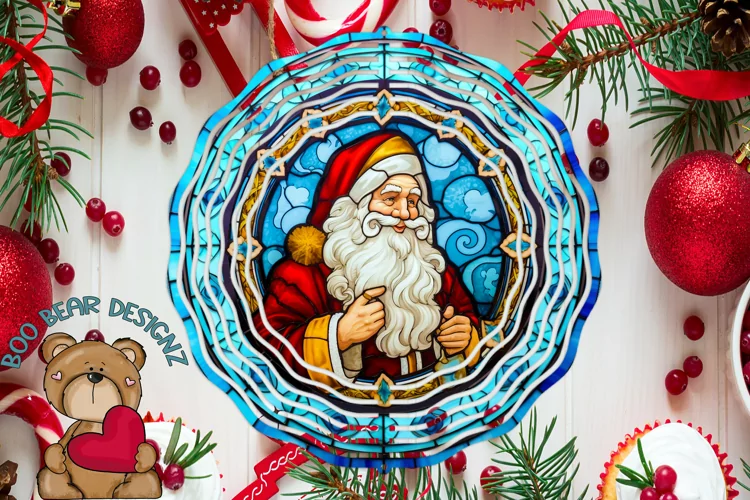 Christmas Stain Glass Sublimation wind spinner design