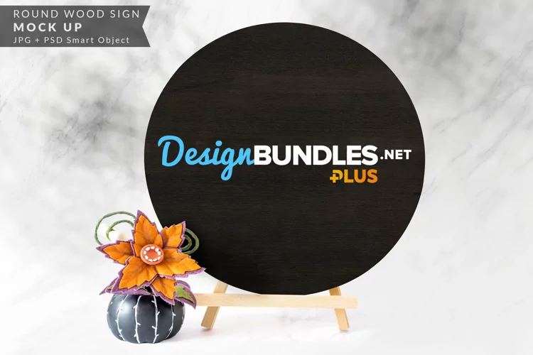 Halloween Mock up | Round Wood Sign
