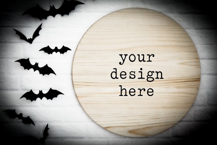 Round Wood Sign Halloween Mockup| Add SVG Add Sublimation