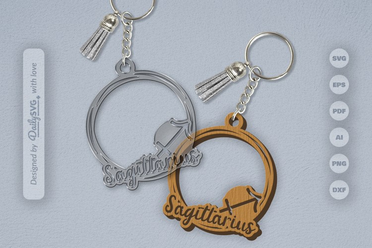 Round Zodiac Keychain Laser Cut SVG_Sagittarius