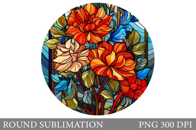 Flowers Round Sublimation. Stained Glass Round Sublimation