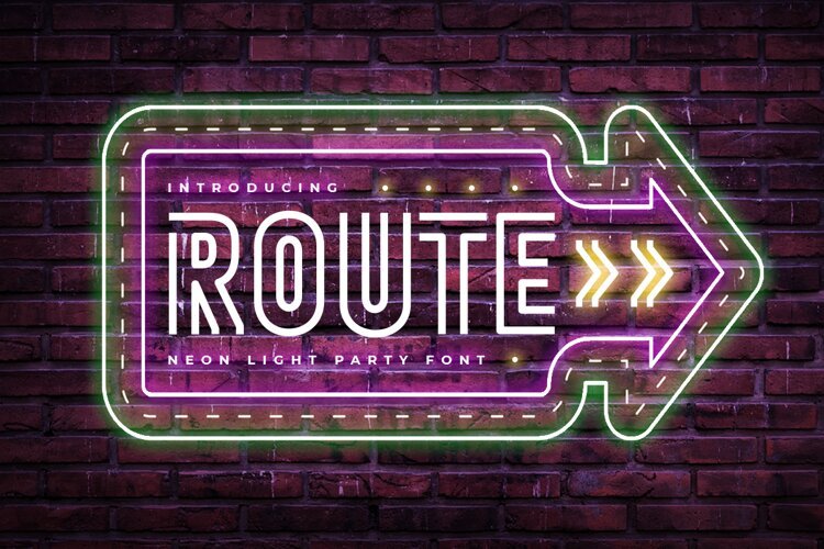 ROUTE - Neon Light Party Font example image 1