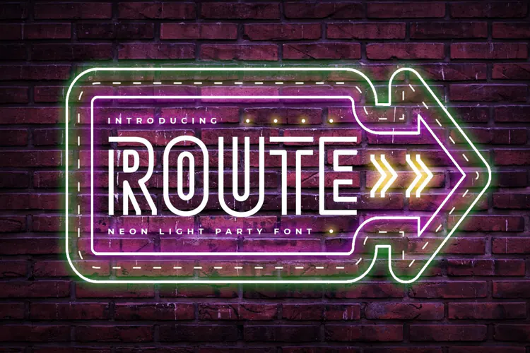ROUTE - Neon Light Party Font