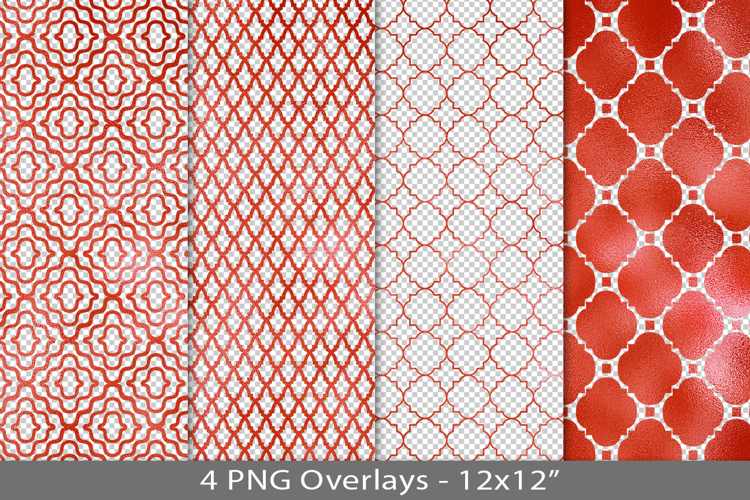 Red foil seamless pattern overlay, PNG