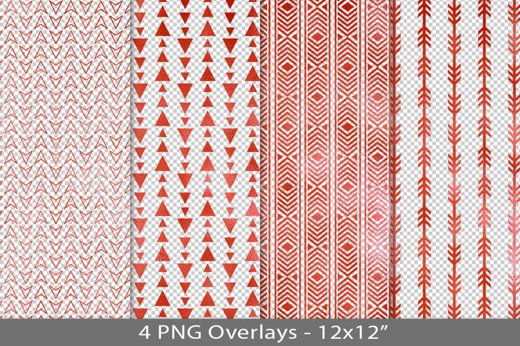 Red foil seamless pattern overlay, PNG