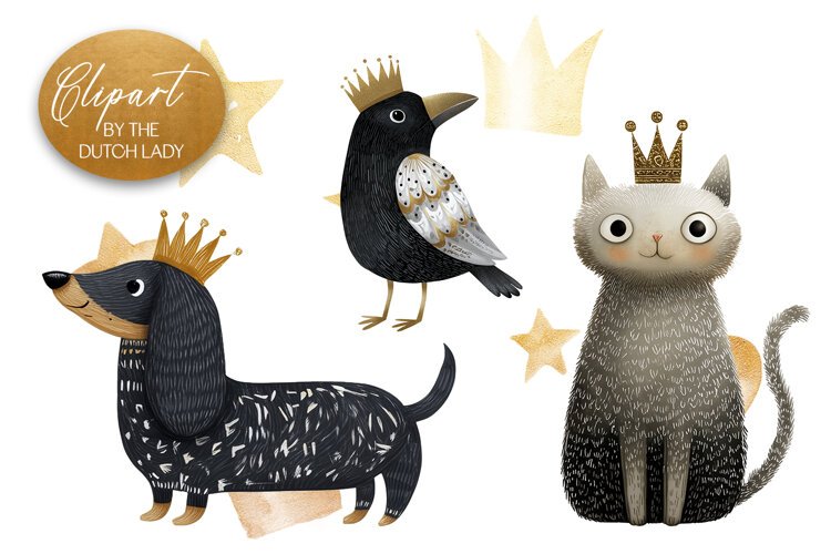 Cute Royal Animals Clipart example image 1