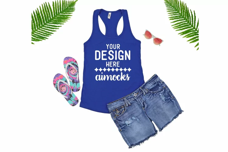 Royal Blue Next Level Racerback Tank Summer Style Mockup