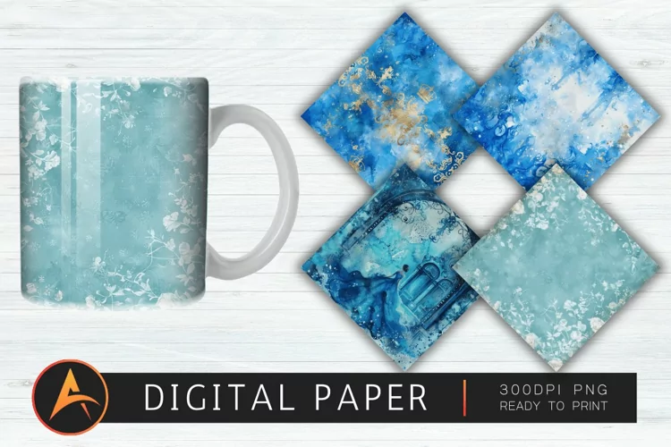 Royal Blue Watercolor Princes Digital Paper Pattern