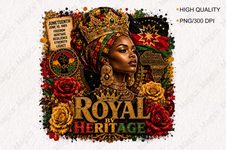 Royal by Heritage African Queen PNG Design for Black