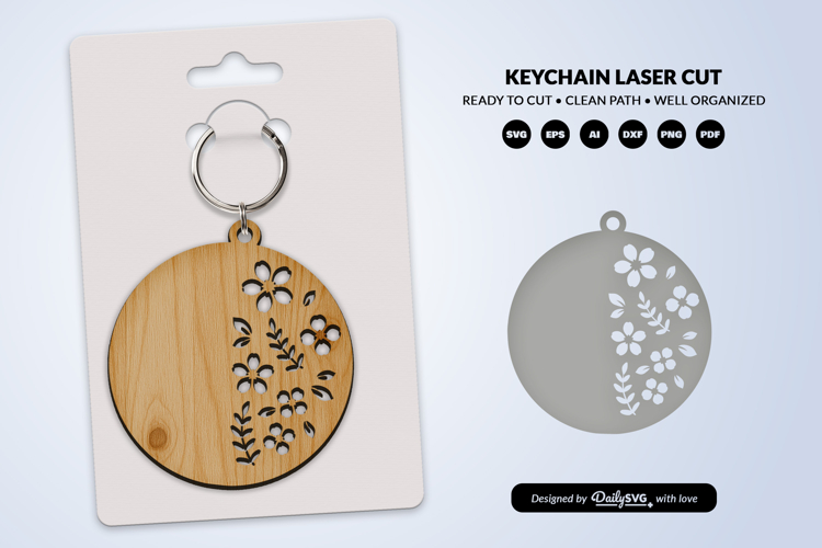 Royal Floral Round Keychain Lasercut