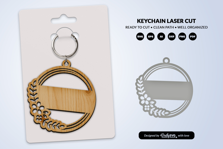 Royal Floral Round Keychain Lasercut