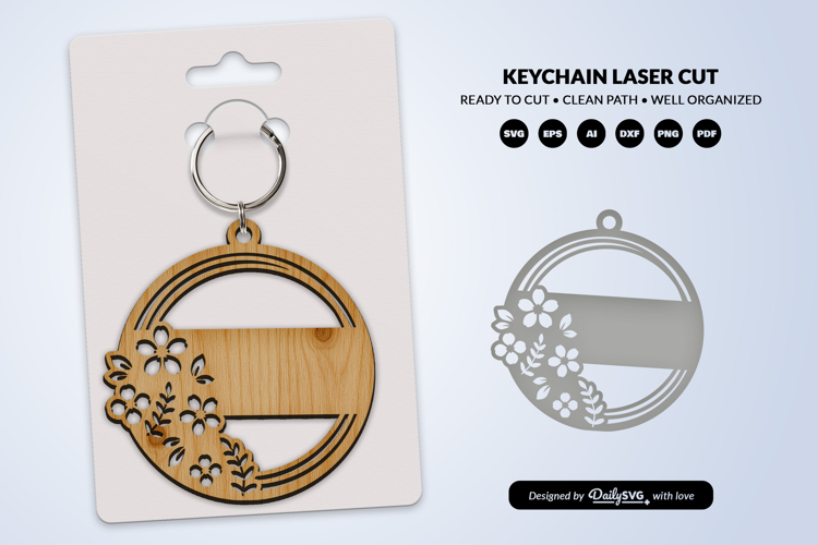 Royal Floral Round Keychain Lasercut