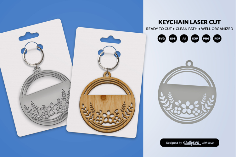 Royal Floral Round Keychain Lasercut