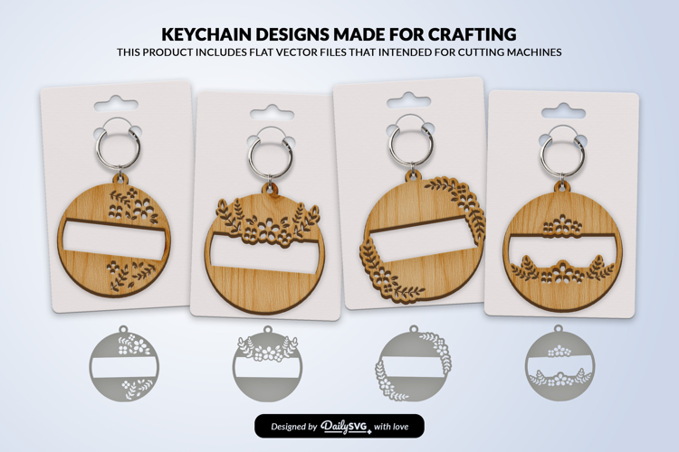 Royal Floral Round Keychain Lasercut